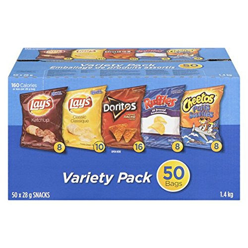 FRITOS Chips Variety Pack (50ct x 28g/1oz.) (Imported from Canada)