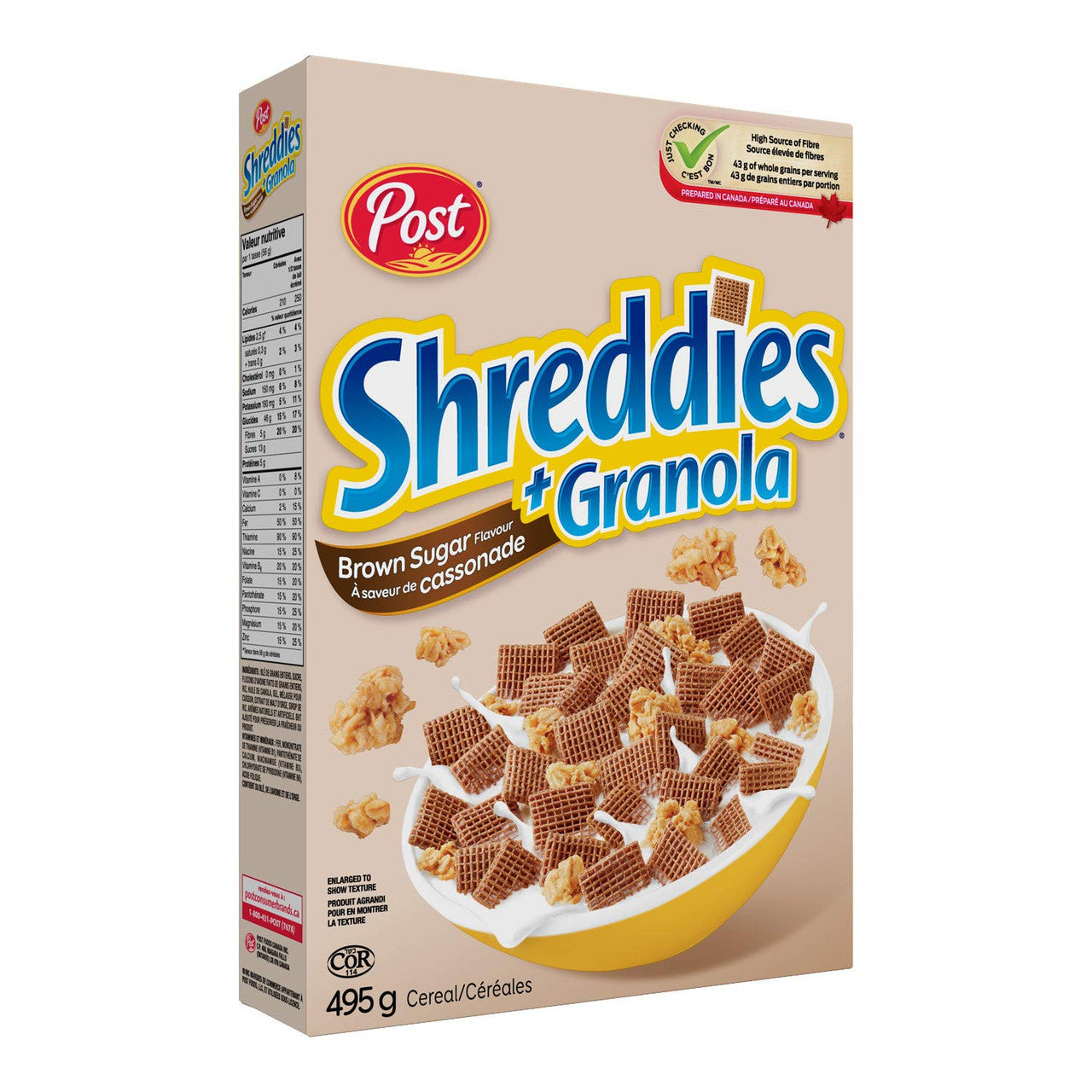 Post Shreddies Granola Brown Sugar Cereal 495g/17.5 oz., {Imported from Canada}