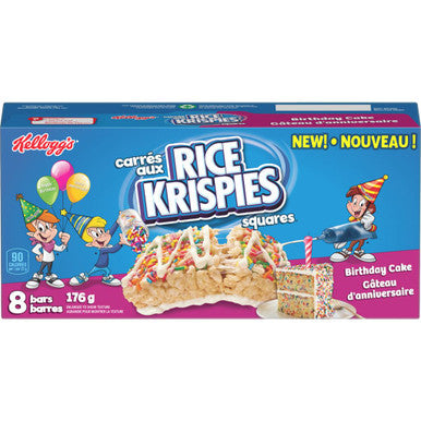 KELLOGG'S Rice Krispies Birthday Cake Bars (8ct) 176g/6.2 oz {Imported from Canada}