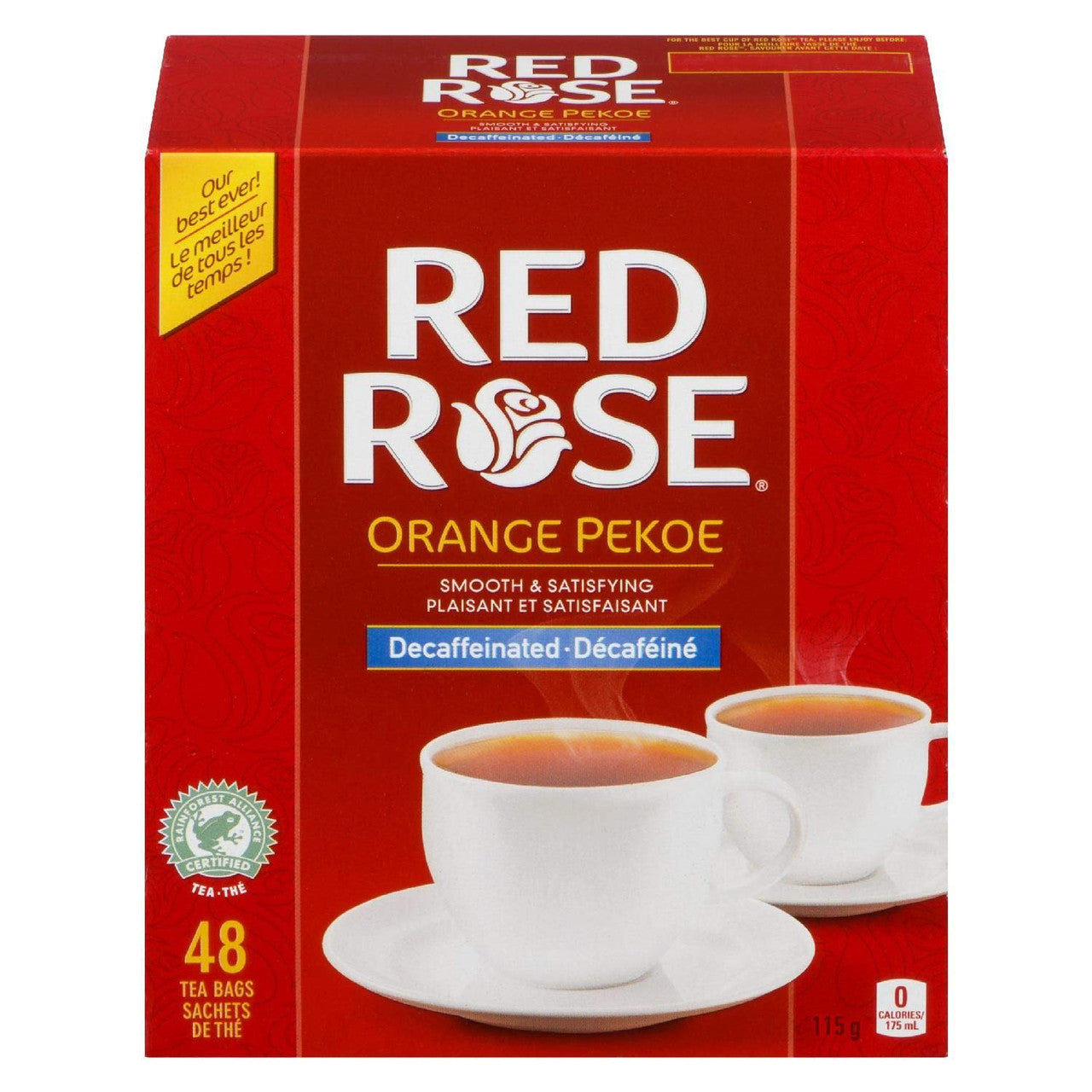 Red Rose Decaffeinated Orange Pekoe Tea, 48 bags, 115g {Imported from Canada}