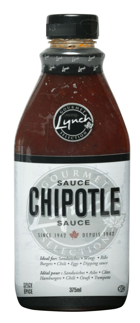 Lynch Gourmet Chipotle Spicy BBQ Sauce, 375ml/12.7oz.,12 Pack {Imported from Canada}