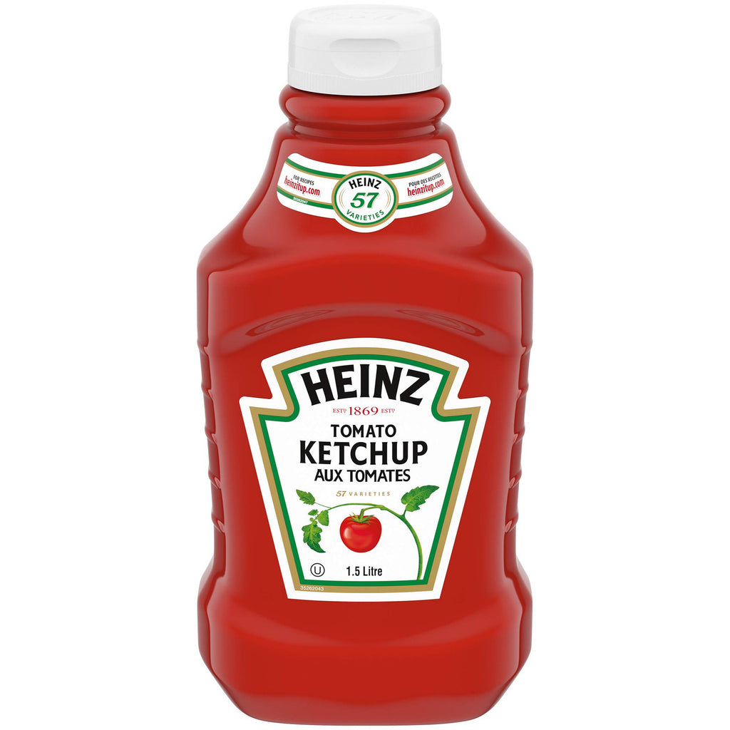 Heinz Ketchup Gluten Free, Family Size - Fridge Fit, 1.5L/3.2lbs (12 pack) {Imported from Canada}