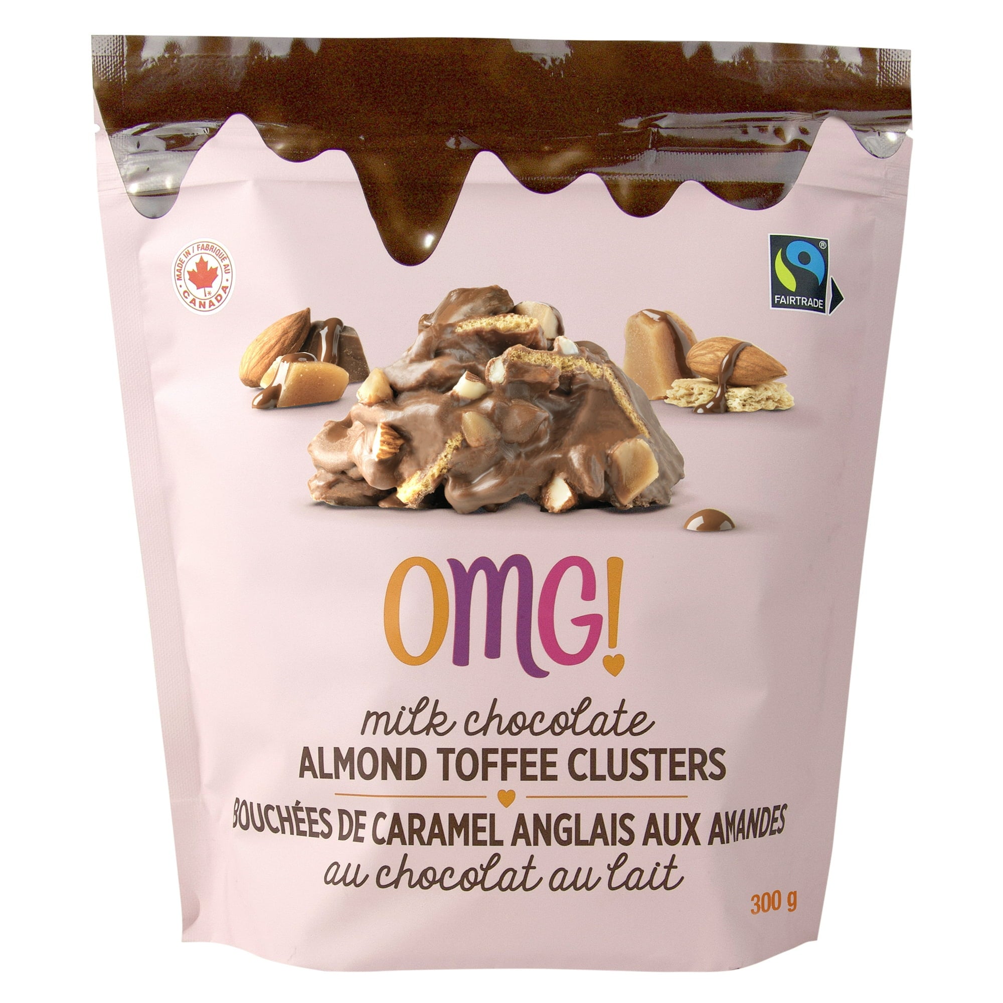 OMG! Milk Chocolate Almond & Toffee Clusters, Milk Choc, Almonds, Toffee 300g
