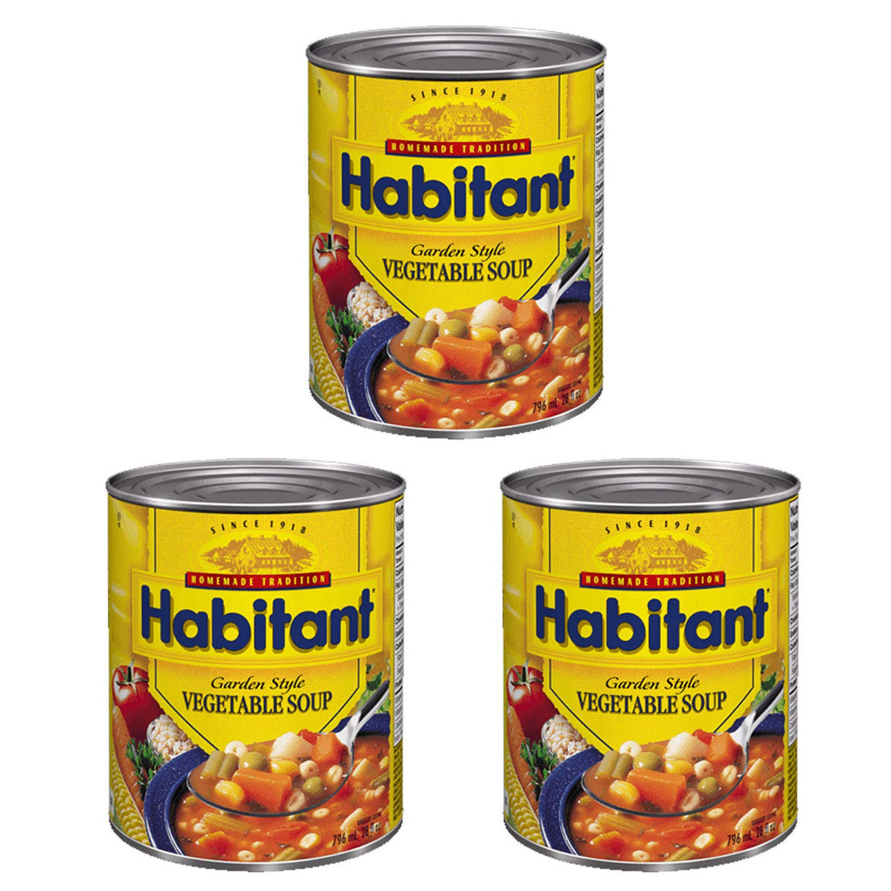 Habitant Garden Style Vegetable Soup 796ml/28 fl. oz. 3-Pack {Imported from Canada}