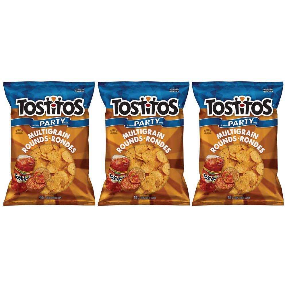 Tostitos Multigrain Rounds Tortilla Chip Party Size, 450g/15.9oz, 3-Pack {Imported from Canada}