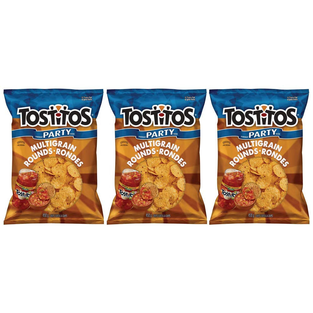 Tostitos Multigrain Rounds Tortilla Chip Party Size, 450g/15.9oz, 3-Pack {Imported from Canada}