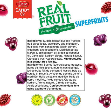 Dare RealFruit Gummies, Superfruits Candy, 180g/6.3oz., {Imported from Canada}