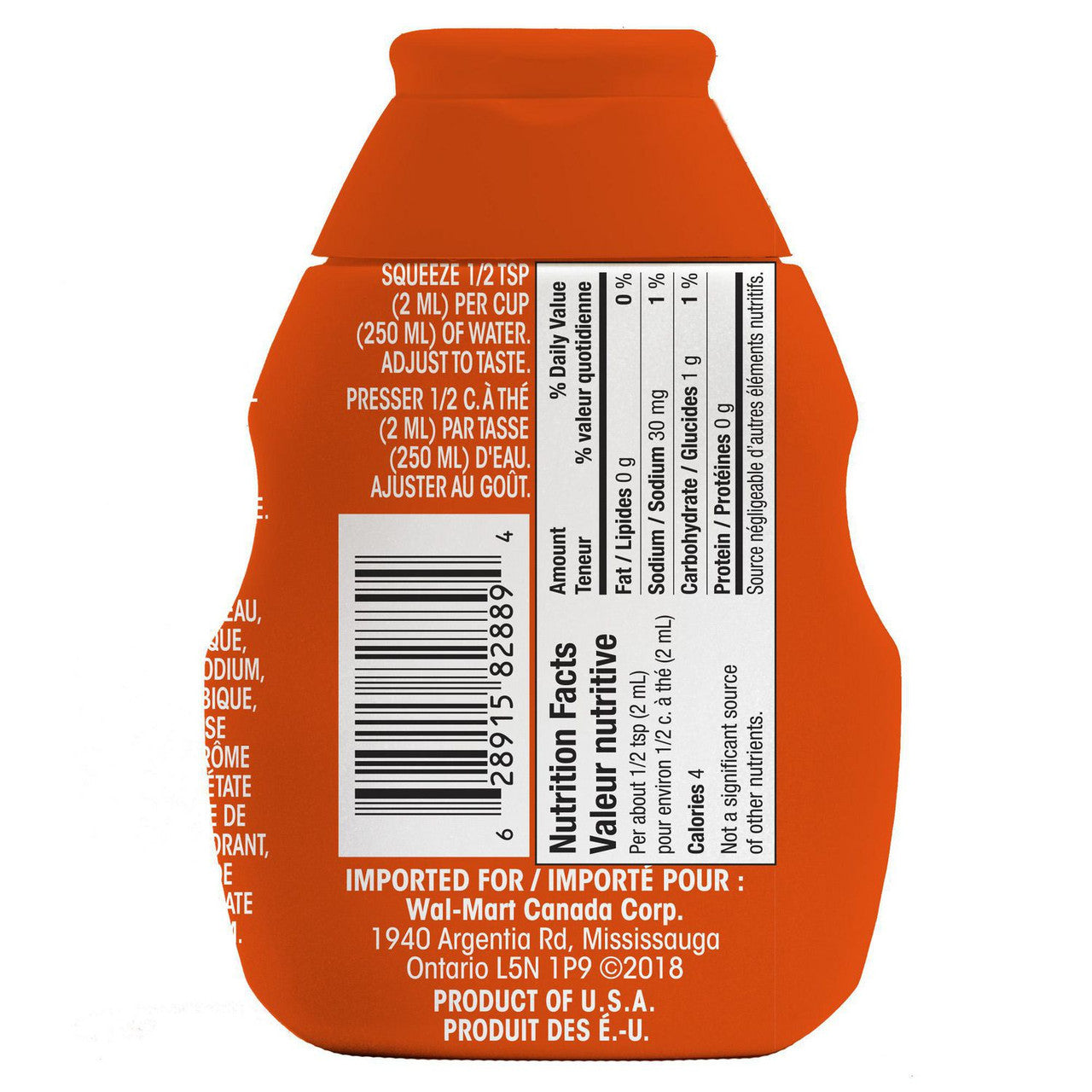Great Value Orange Tangerine Liquid Water Enhancer 92ml, 46 servings, (Imported from Canada)
