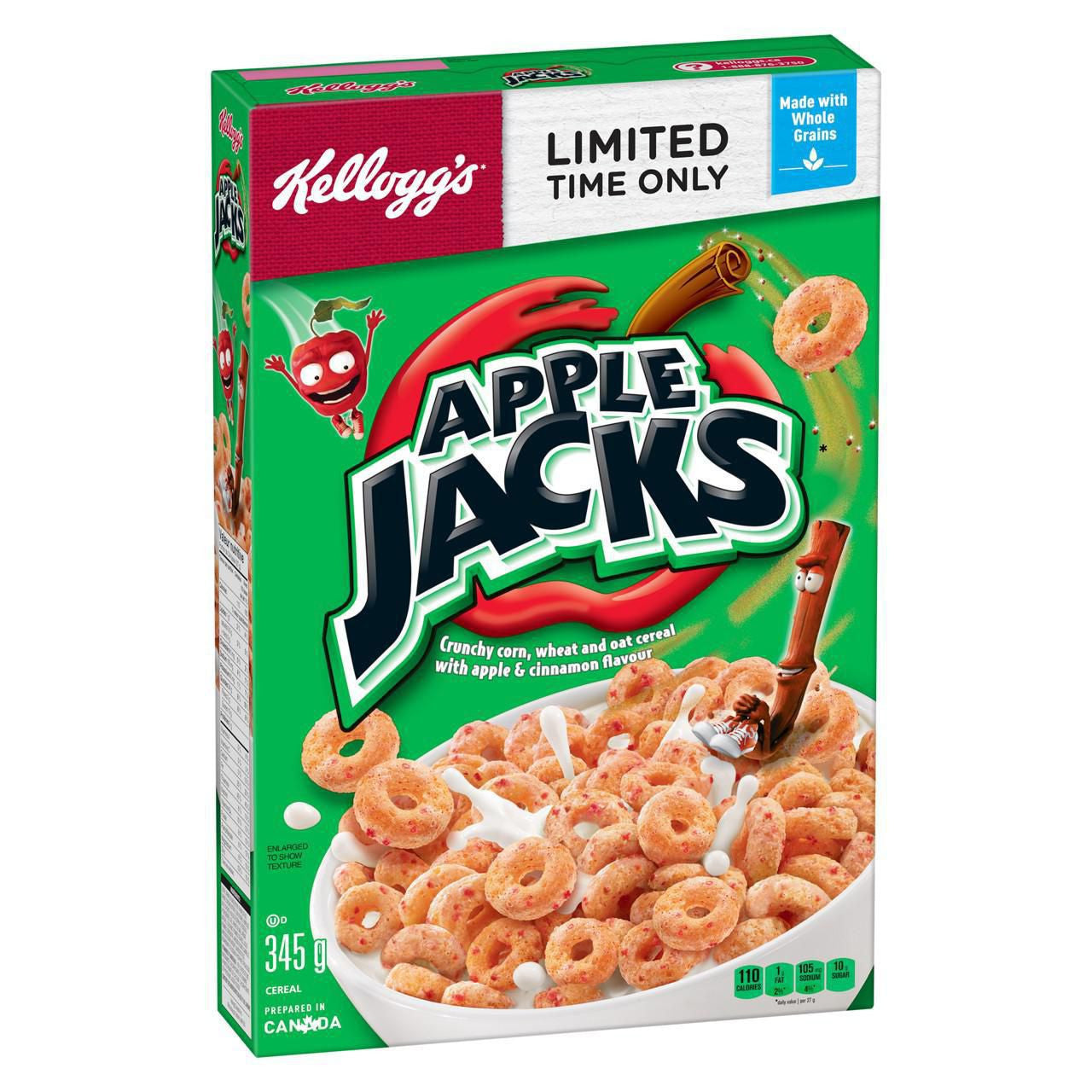 Kellogg's Apple Jack Cereal, Limited Canadian Edition, 345g/12.2 oz., {Imported from Canada}
