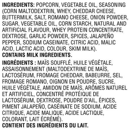 Frito Lay Smartfood Jalapeno & Cheddar Ready to Eat Popcorn, 180g/6.3oz. (Imported from Canada)