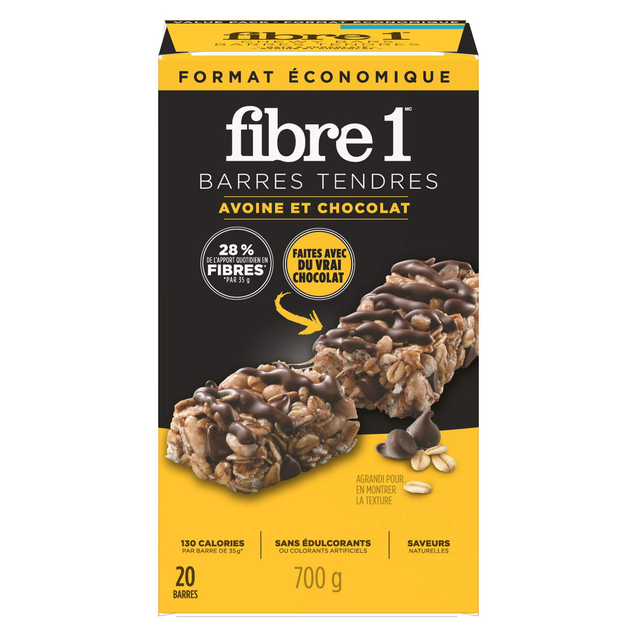 Fibre 1 Chewy Oats & Chocolate Bars, 20 Bars, 700g/24.7oz., {Imported from Canada}