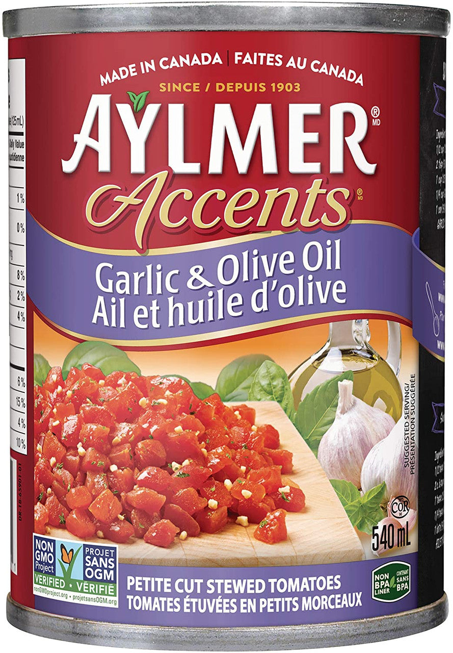 Aylmer Accents Tomatoes, Garlic & Olive Oil, 540ml/18.3 oz., {Imported from Canada}