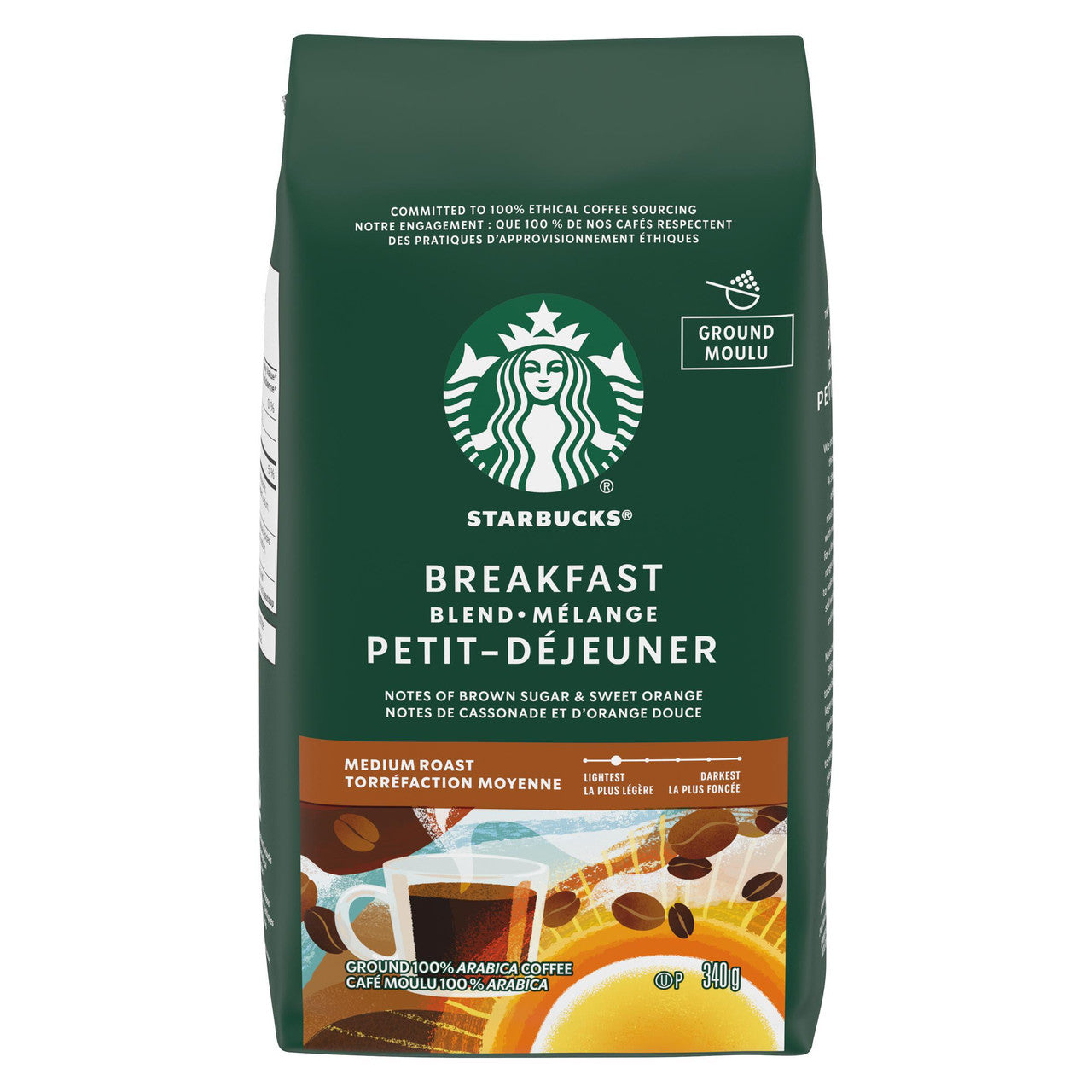 Starbucks Breakfast Blend, Medium Roast Ground Coffee, 340g/12 oz. Bag {Imported from Canada}