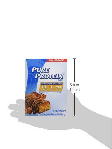 Pure Protein,Gluten Free, Snack Bars, Chocolate Salted Caramel, 50g/1.8oz., 6ct, {Imported from Canada}