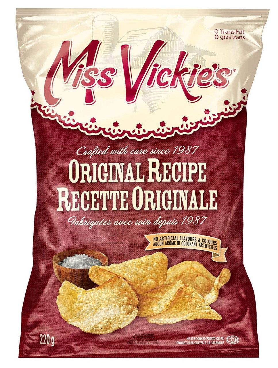 Miss Vickies Original Recipe Kettle Cooked Potato Chips, 220g / 7.8oz {Imported from Canada}