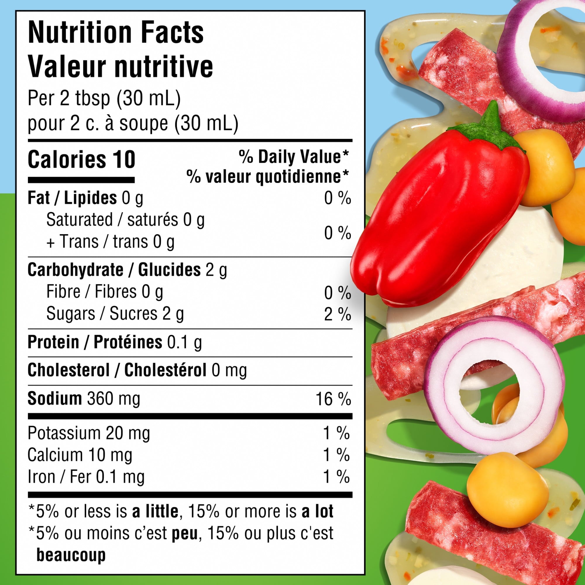 Kraft Fat-Free Italian Dressing 425ml/14.4 oz., Bottle, nutrition facts label
