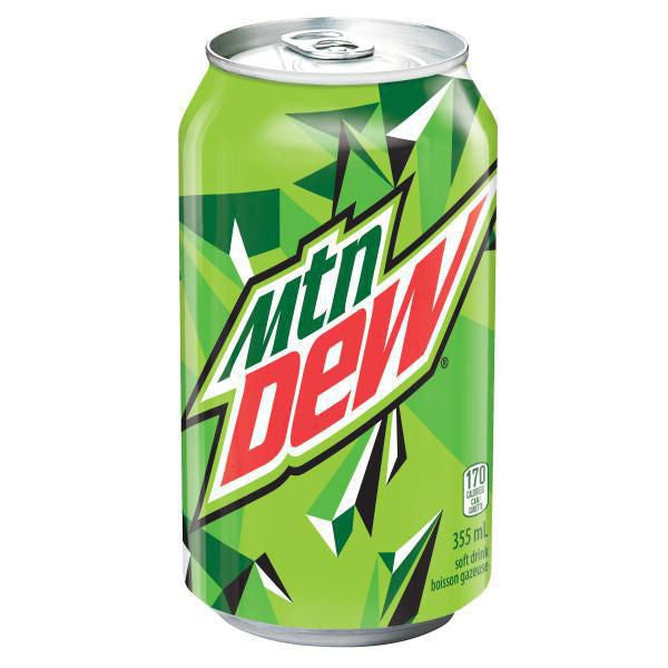 Mountain Dew Soft Drink, 355mL/12 fl. oz., Cans, 12pk, {Imported from Canada}