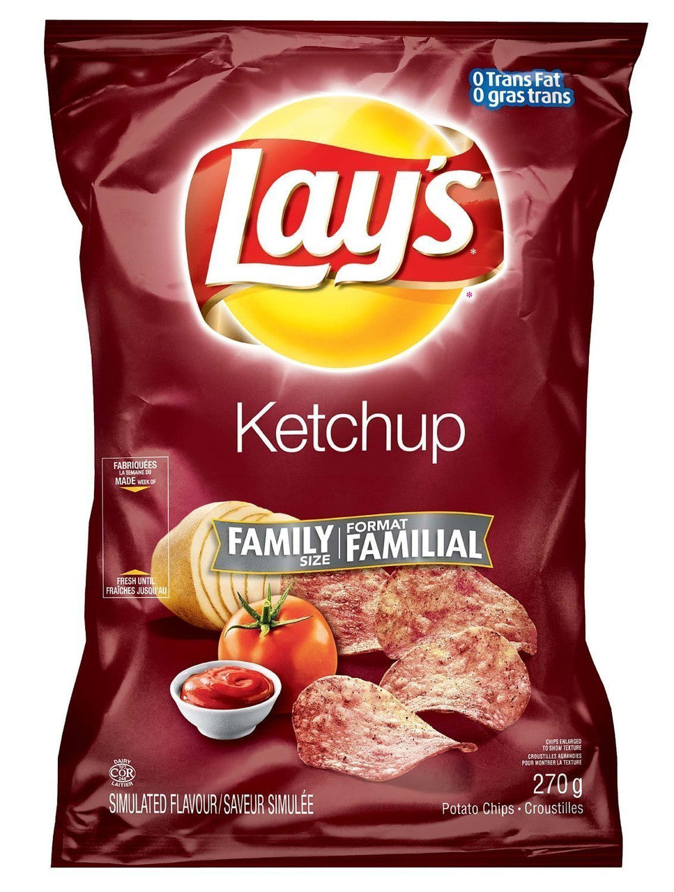 Canadian Lays Ketchup Flavour Chips [4 Large Bags]