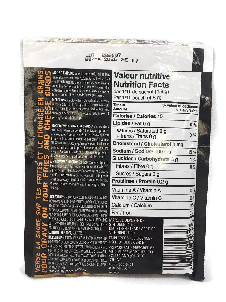 St Hubert, Poutine Gravy Mix, Classic Sauce, Original Recipe 52g/1.8 oz