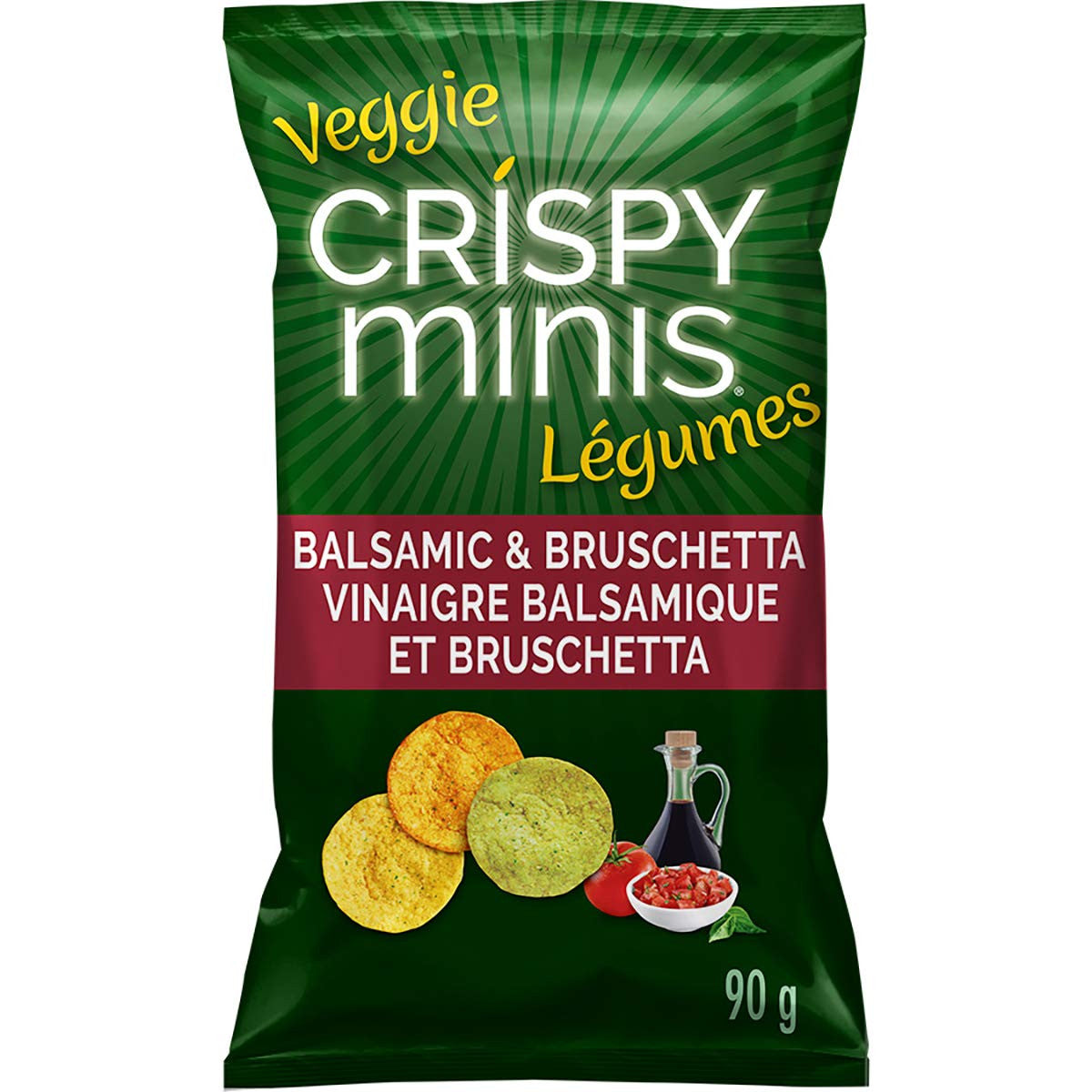 Quaker Crispy Minis Veggie Balsamic & Bruschetta Multigrain Chips, 90g/3.2 oz. (Imported from Canada)