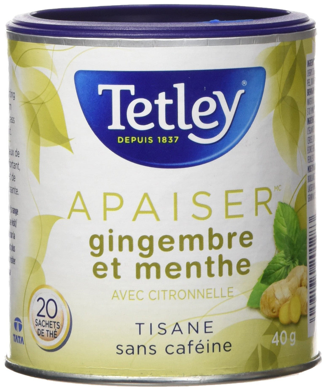 Tetley Soothe GingerMint With Lemongrass Herbal Tea Caffeine Free 20  Tea Bags