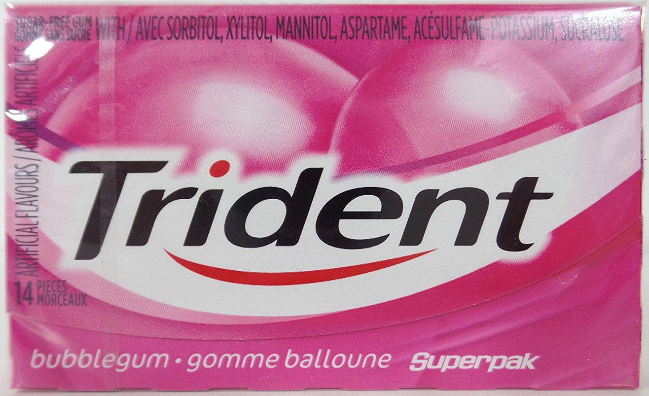 Trident Sugar Free Chewing Gum Twist Superpak 14 count 12 Pack (Bubblegum)