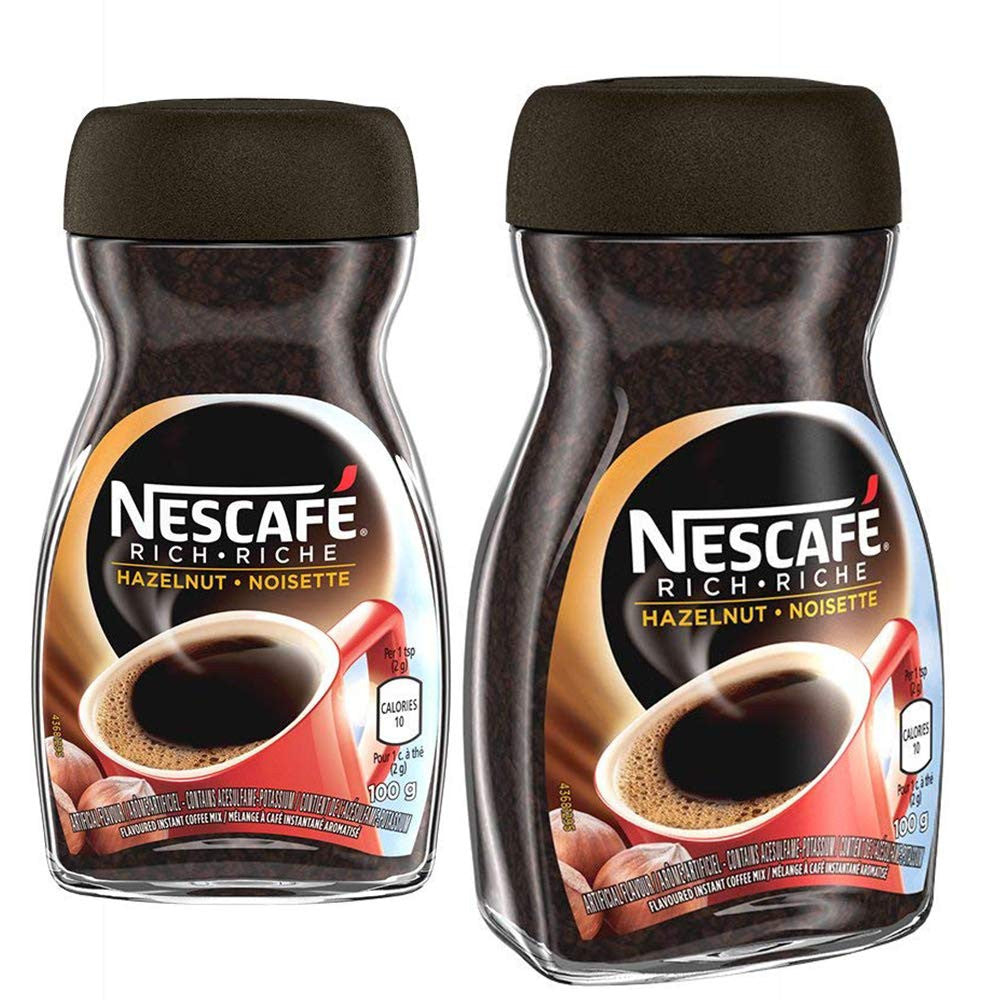 NESCAFE Rich Hazelnut, Instant Coffee, 100g/3.5 oz., Jar (2pk) {Imported from Canada}