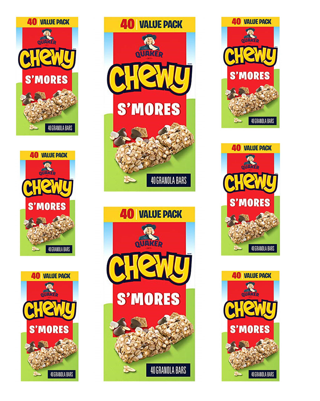 QUAKER CHEWY, S'Mores Granola Bars, 960g/33.9 oz.,(40 Count per box) (8pk) {Imported from Canada}