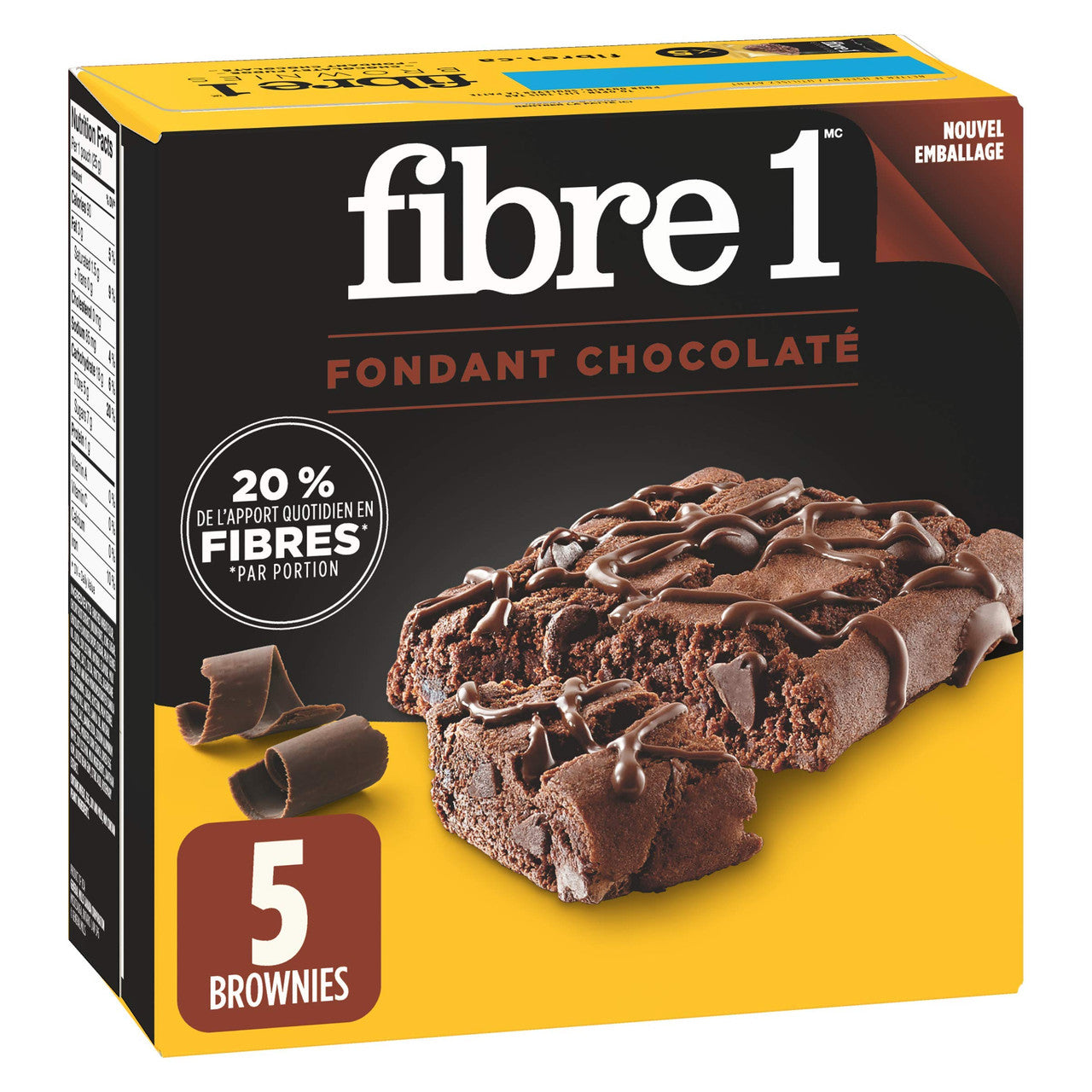 Fibre 1 Chocolatey Fudge Brownies, 5-Count, 125g/4.4oz., {Imported from Canada}