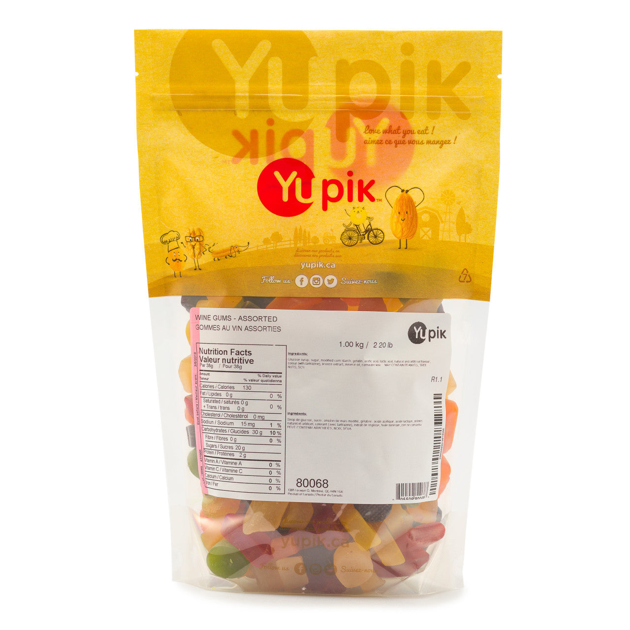 Yupik Wine Gums (Assorted), 1Kg/2.2lbs  {Imported from Canada}