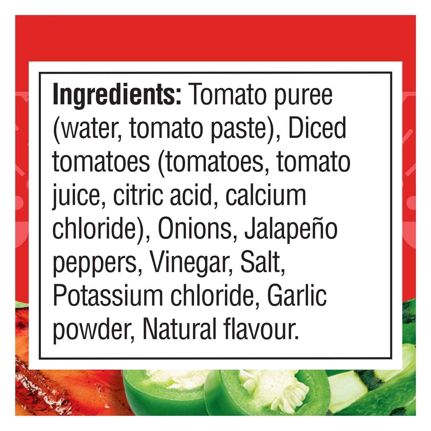 Tostitos Hot Salsa Dip, 418ml/14.1oz - Ingredients Label