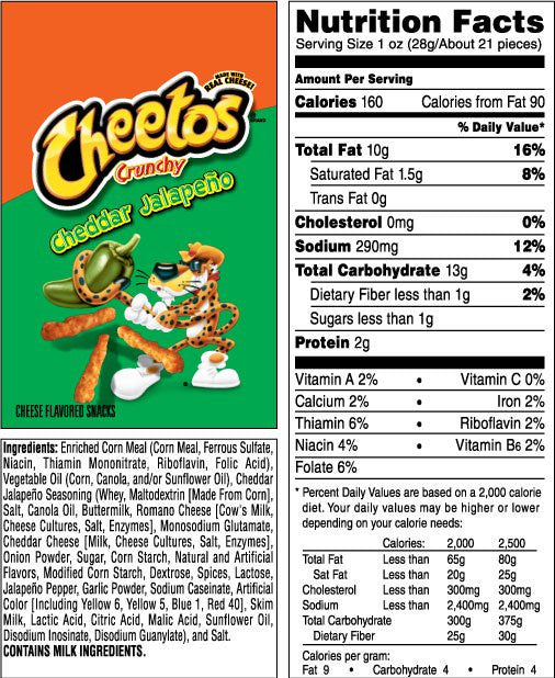 Box of Cheetos Crunchy Snacks Cheddar Jalapeno (40ct x 54g/1.9oz