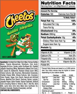 CHEETOS Crunchy Snacks, Cheddar Jalapeno (Case) 40x54.0 g