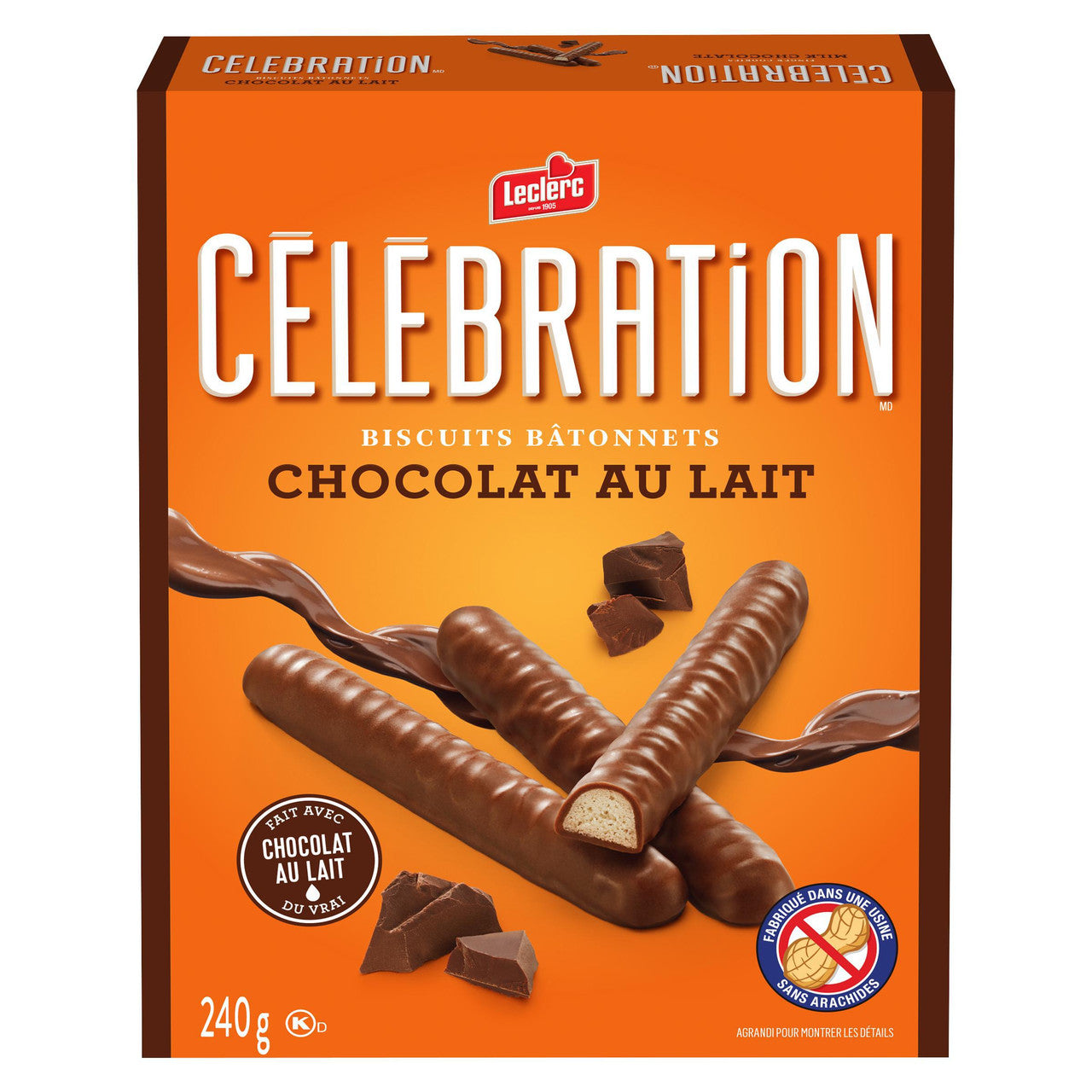 Leclerc Celebration Milk Chocolate Finger Cookies, 240g/8.5 oz. Box {Imported from Canada}