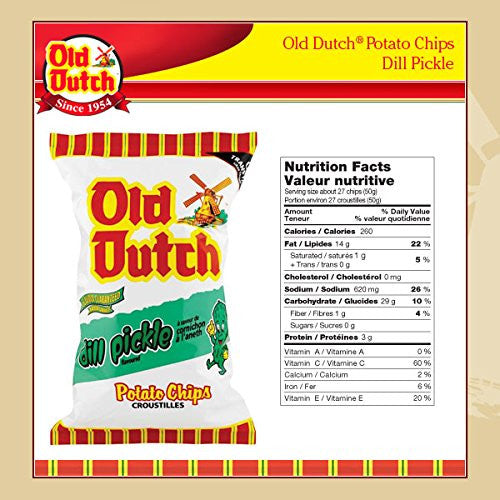 Old Dutch Dill Pickle Chips 2 Large Bags, 235g/8.2 oz. each {Imported From Canada}