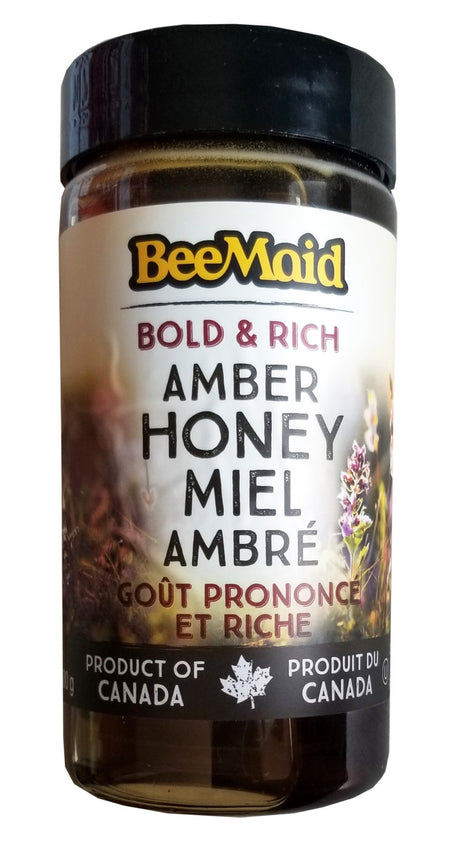 Bee Maid Bold & Rich Amber Honey, 500g/17.5 oz. Jar {Imported from Canada}