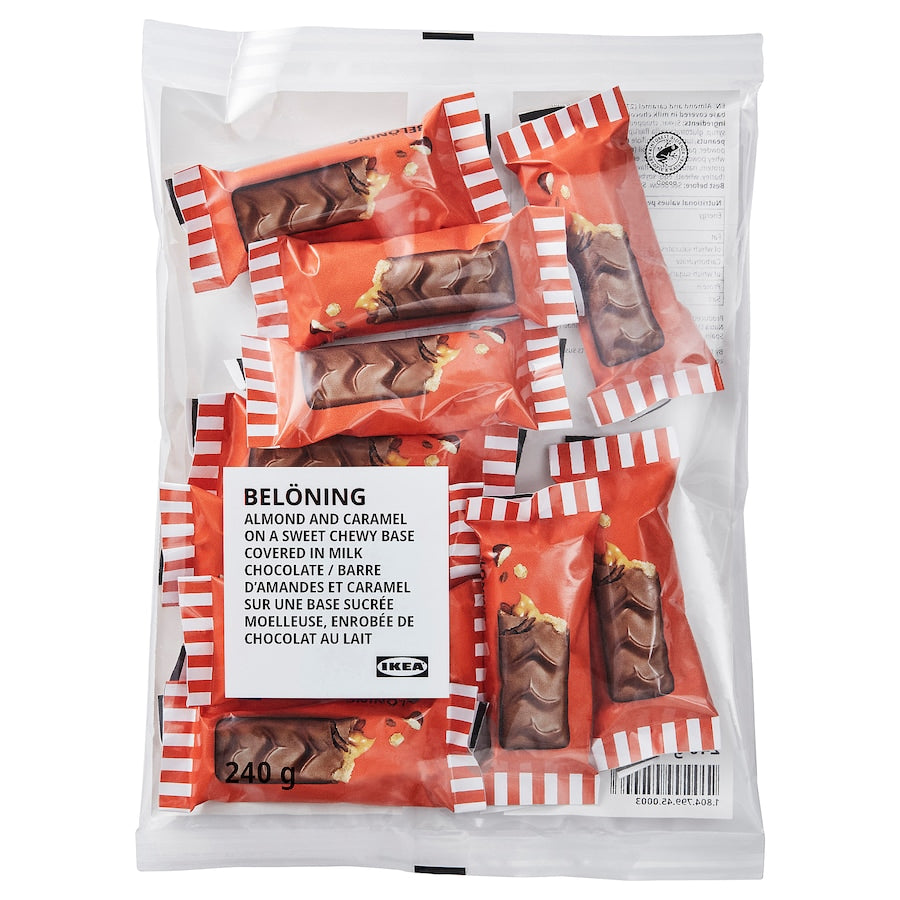 IKEA Beloning Almond & Caramel Milk Chocolate Bars, 240g/8.4 oz. Bag