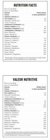 Nutrition facts for Catelli SuperGreens Spaghetti Pasta, 300g/10.6 oz