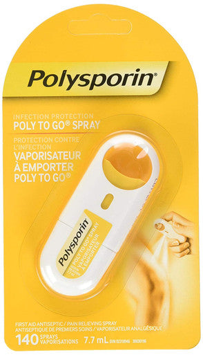 Polysporin Poly to Go First Aid Antiseptic Pain Relieving Spray, 7.7 ml {Canadian}