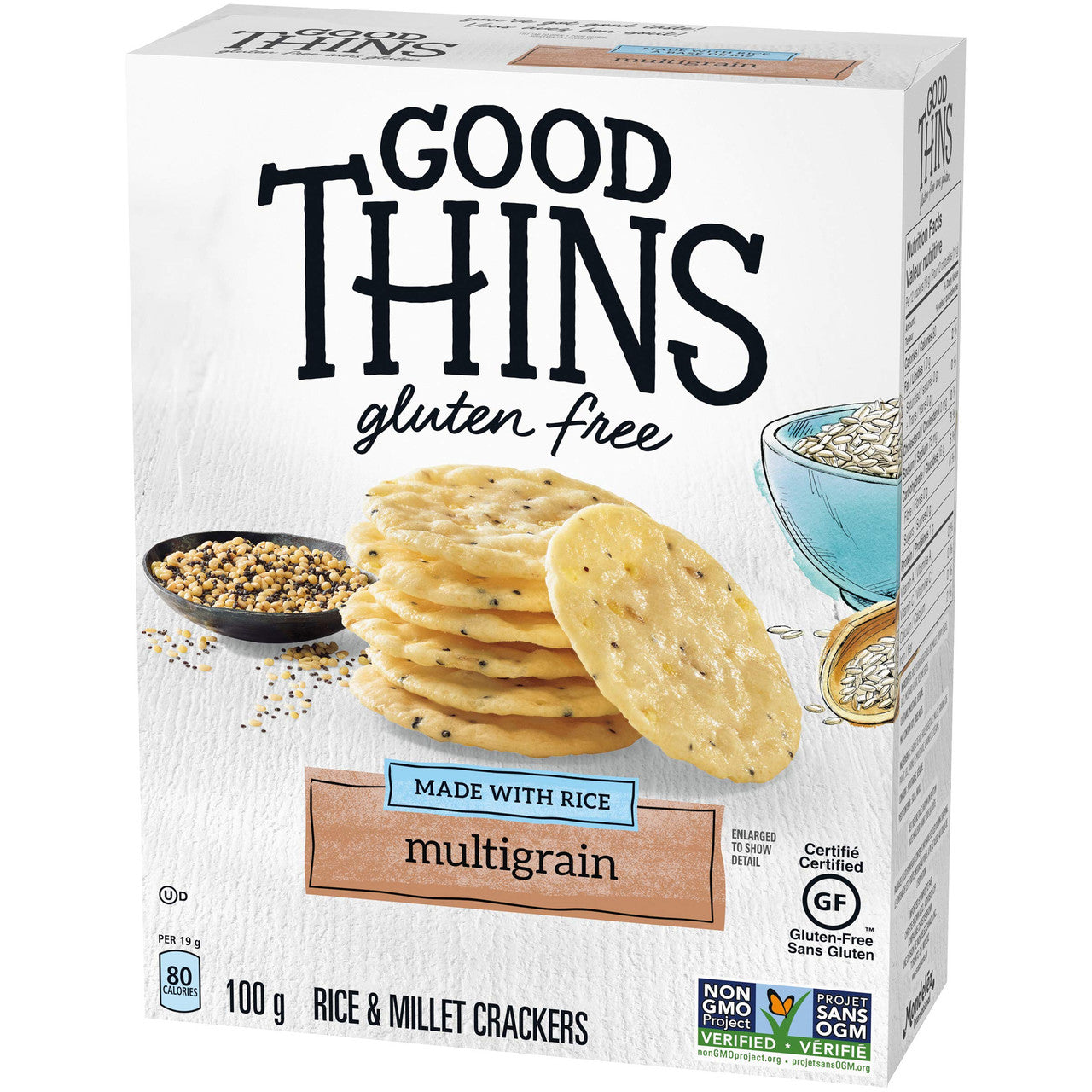 Good Thins Rice Thins Multigrain Saltines, 100g/3.5oz, (Imported from Canada)
