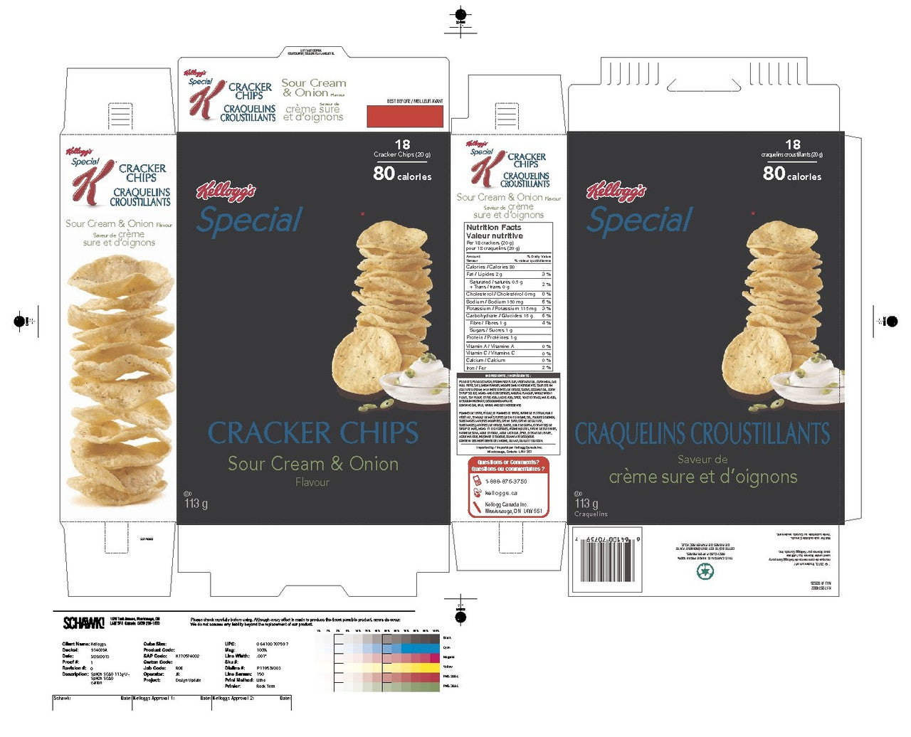 Kellogg's Special K Cracker Chips Sour Cream and Onion 113 Gram/3.98oz {Imported from Canada}