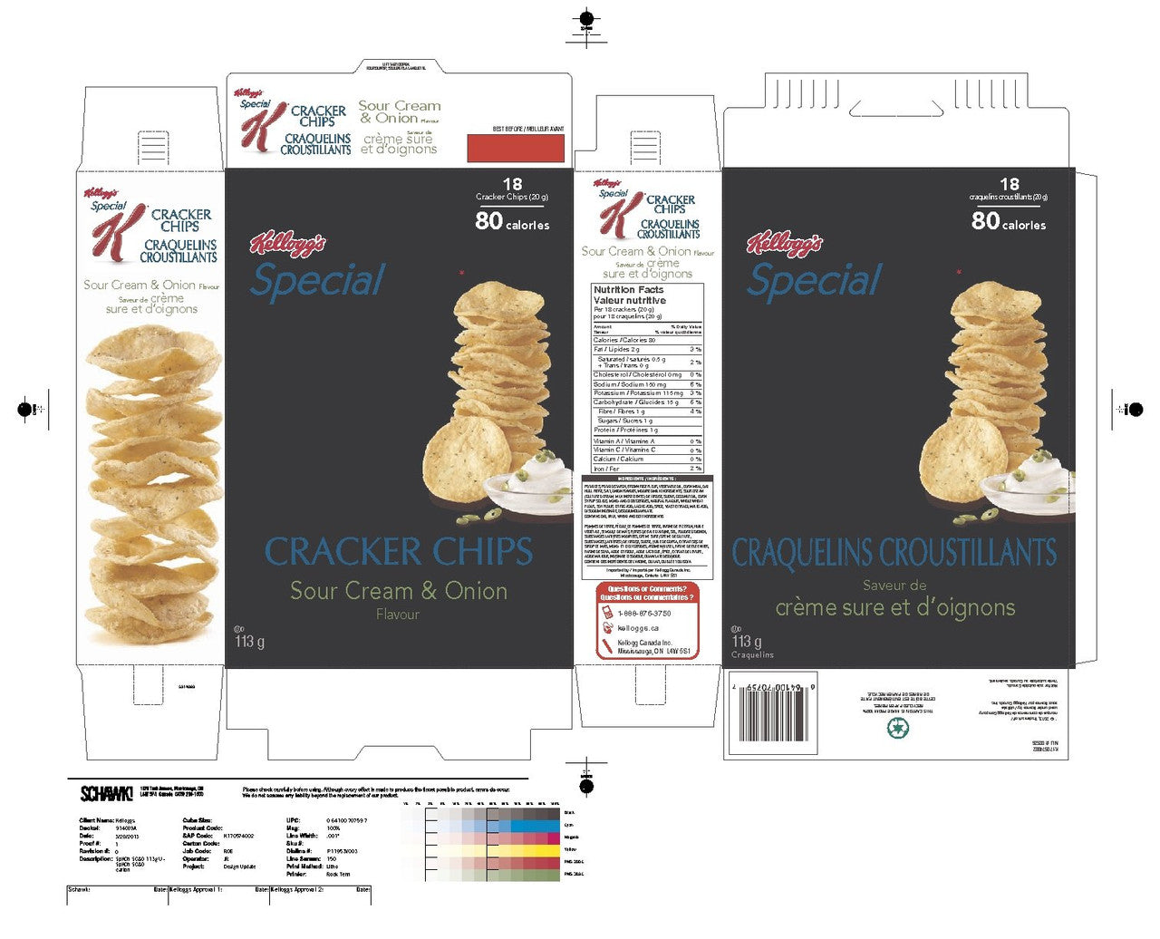 Kellogg's Special K Cracker Chips Sour Cream and Onion 113 Gram/3.98oz