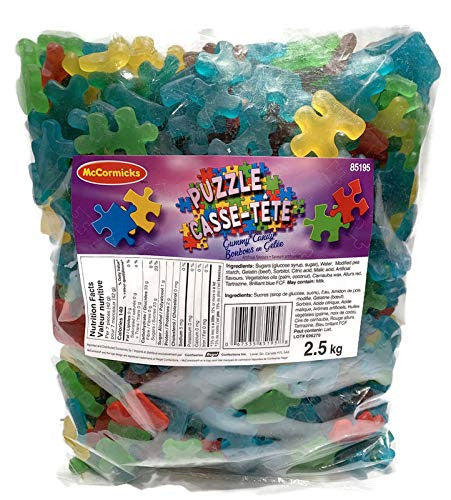 McCormicks Puzzle Piece Gummy Candies  - 2.5kg/5.5 lb. Bag - Perfect for Puzzle Lovers! {Imported from Canada}