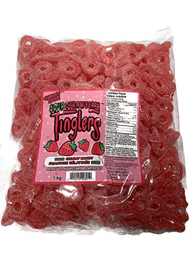 Gummy Zone Sour Strawberry Tinglers 1kg/2.2lb. Bag {Imported from Canada}