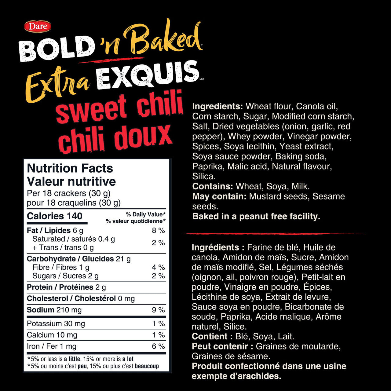 Dare Bold 'n Baked Sweet Chili Crackers, 150g/5.3 oz., {Imported from Canada}