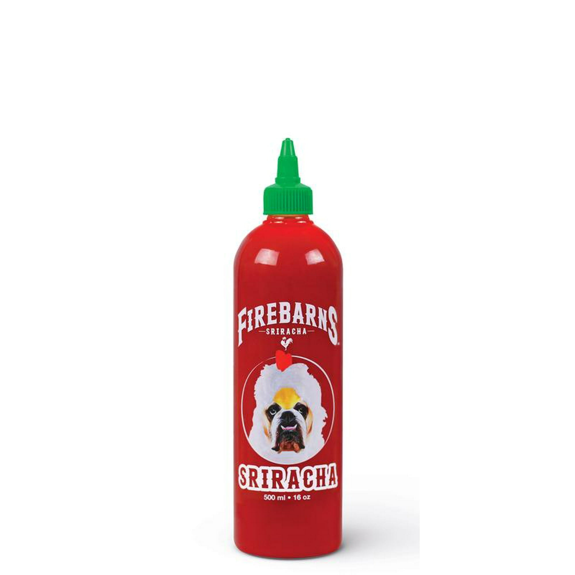 Firebarns Sriracha Sauce, 500ml, front of bottle.