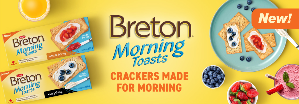 Dare Breton Morning Toasts Oats & Honey Crackers, 225g/8 oz. Box {Imported from Canada}