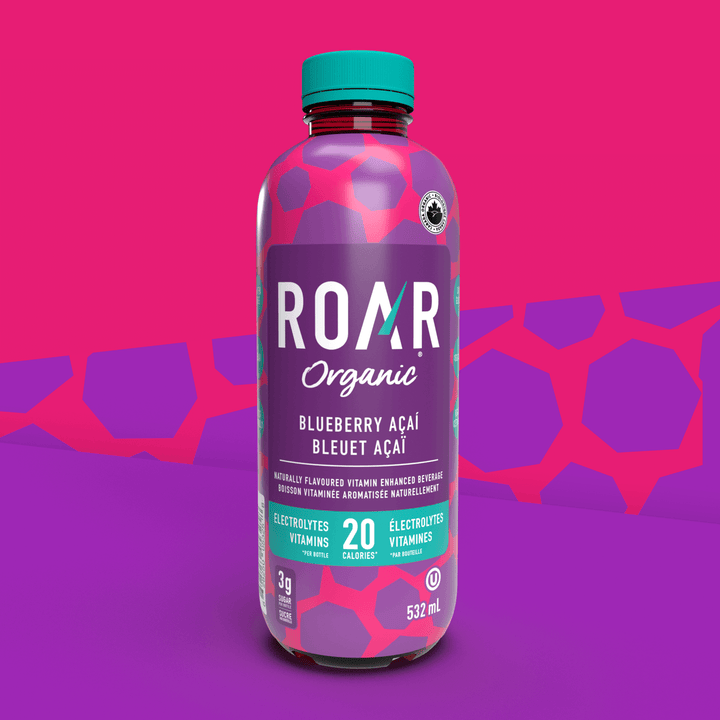Roar Organic Blueberry Acai Vitamin Enhanced Beverage, 532mL/18.6 fl. oz., Bottle {Imported from Canada}