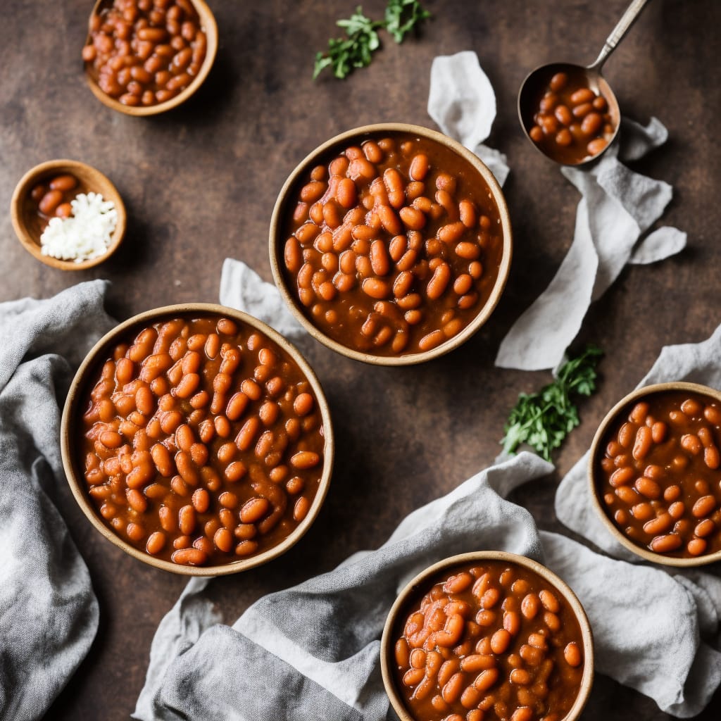 Sprague Prince Edward Country Baked Beans, Ready to Eat, 398ml/13.5 oz., Can, baked beans in a bowl.