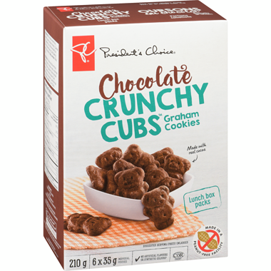 PC Chocolate Crunchy Cubs Graham Cookies, 210g/7.4oz, {Imported from Canada}